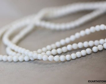 S/ White Coral 4mm/ 4.5-5mm Round beads 16" strand Natural coral beads For jewelry making