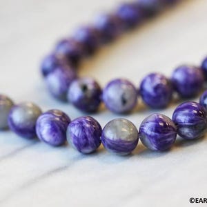 M/ Charoite 8-10mm Round beads 16&quot; strand Size varies Natural gemstone beads for jewelry making