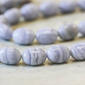 Blue Lace Agate 13x18mm Oval Pebble Beads 15.5" Strand