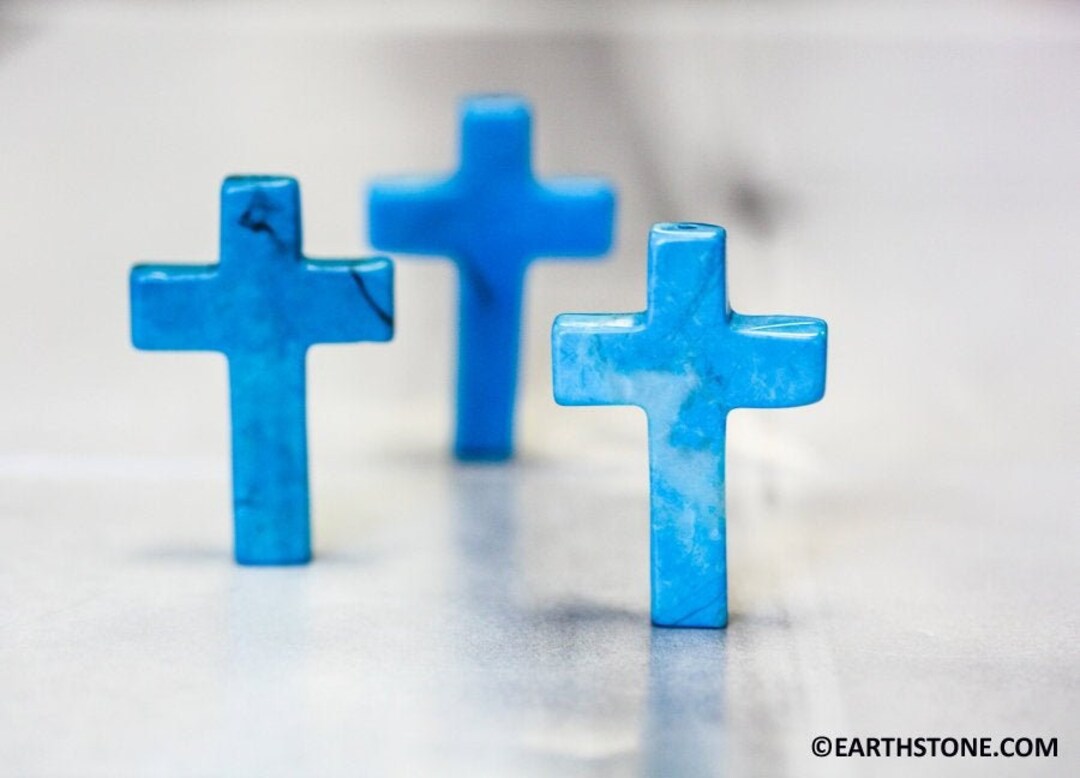 Turquoise Howlite 30x20mm Cross Pendant Top-drilled Cross Dyed Blue ...