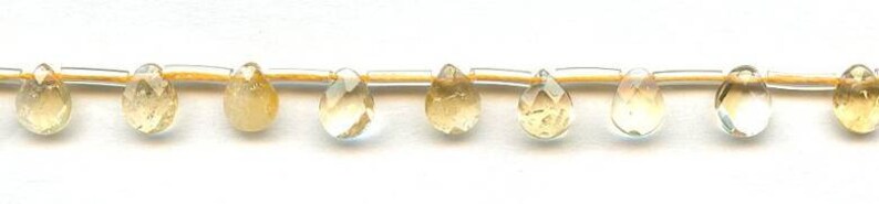 S Citrine 7x5mm Flat Pear Briolette beads 16 strand abt 42pcs Shade varies Enhanced yellow quartz gemstone beads For jewelry making