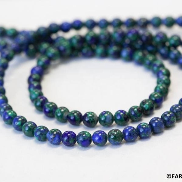 S/ Azurite Malachite 4mm/ 5mm Round beads 16" strand Green and blue gemstone beads for jewelry making