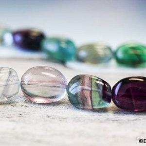 L/ Fluorite 17x22mm Pebble Nugget beads 16&quot; strand Size varies Natural gemstone beads For jewelry making