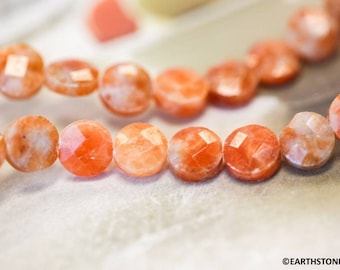 M/ Orange Calcite 10mm/ 8mm Faceted Coin beads 16&quot; strand Natural orange color gemstone beads For jewelry making