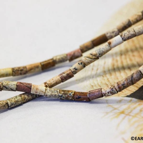 S/ Picture Jasper 3x5mm/ 2x4mm Tube beads 16" strand Natural jasper gemstone beads For jewelry making