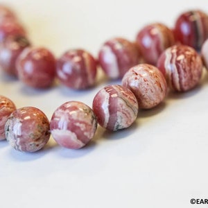 L/ Rhodochrosite 14mm Round beads 16&quot; strand Argentina Natural pink banded gemstone beads For jewelry making
