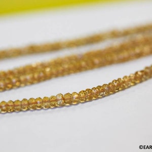 S/ Citrine 4mm/ 3mm Faceted Rondelle beads 14&quot; strand Size varies Routinely enhanced yellow quartz gemstone beads For jewelry making