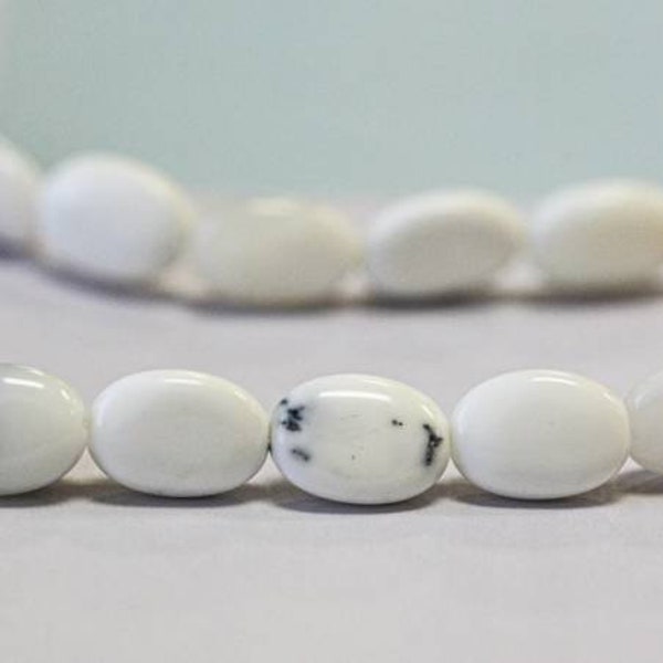 M-S/ White Opal 10x14mm/ 8x10mm/ 5x7mm Flat Oval Beads 15.5" Strand Natural Pale White Opal Gemstone Beads For Jewelry Making