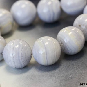 XL/ Blue Lace Agate 20mm/ 18mm Smooth Round beads 16" strand Yellowish Blue Lace Agate Large size beads for jewelry making