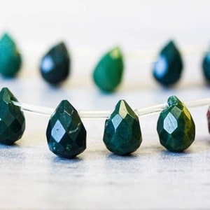 Blood Stone 7x10mm Teardrop Briolette beads 16" strand about 40pcs
