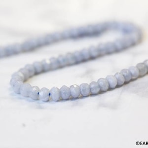 S/ Blue Lace Agate 4mm Faceted Rondelle beads 15.5" strand Natural light blue agate gemstone beads For jewelry making