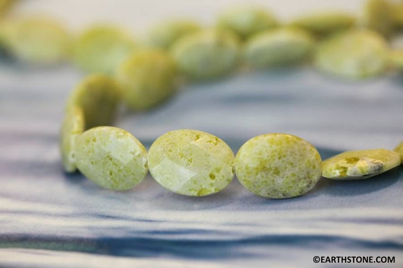 L-M Lemon Jade 15x20mm 13x18mm Faceted Flat Oval beads 16 strand Natural yellow green nephrite jade beads for jewelry making