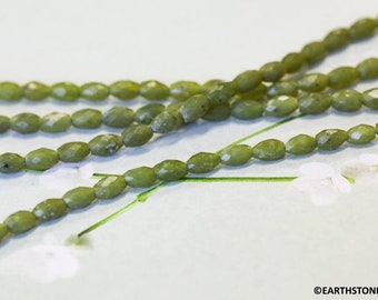 Rice Olivary Nephrite Hua Show Jade Natural Gemstone Beads Jewelry Making 15" 