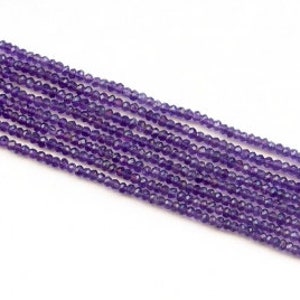 S/ Amethyst 3.5-4mm Faceted Rondelle beads 14 strand Routinely enhanced purple gemstone quartz beads For jewelry making image 2