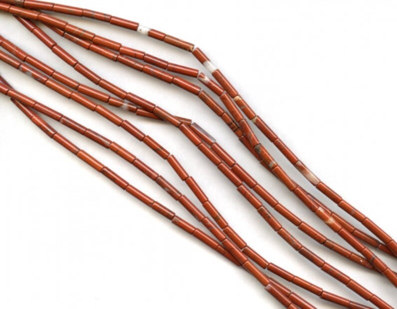 S Red Jasper 4x13mm Tube beads 16 strand