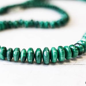 M/ Malachite 4-10mm Graduated Rondelle Beads 16&quot; strand Natural Malachite gemstone beads For Jewelry Making