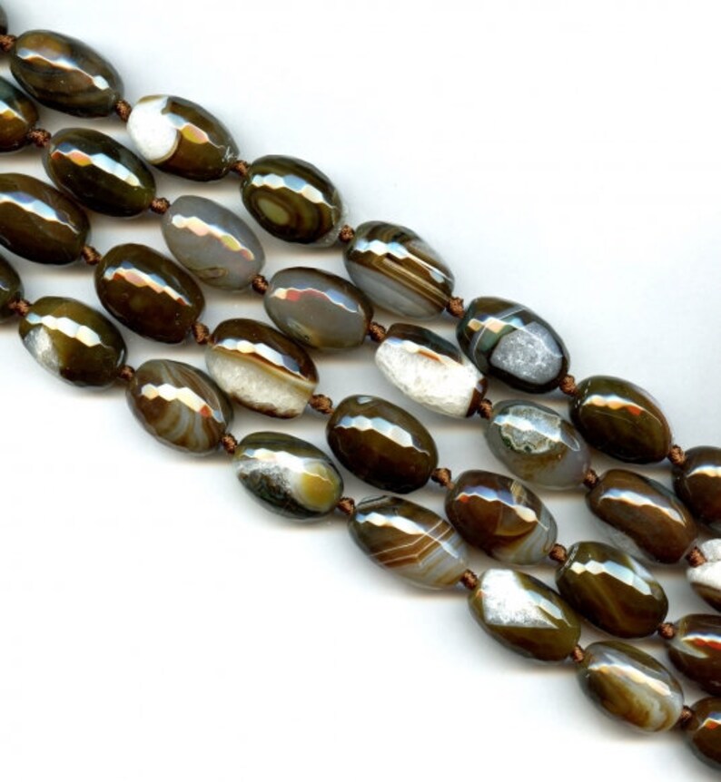 XL Heated Agate 20x30mm Faceted Oval Rice beads 16 strand Size varies For jewelry making