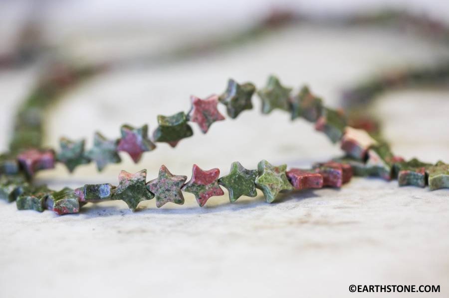 S/ Unakite 7mm/ 6mm Star beads 15.5" strand Natural gemstone beads For jewelry making