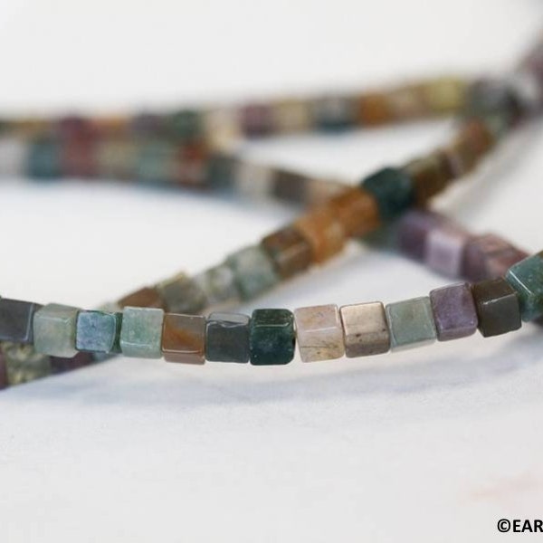 S/ Fancy Jasper 4x4mm Cube beads 16" strand Natural jasper gemstone beads for jewelry making