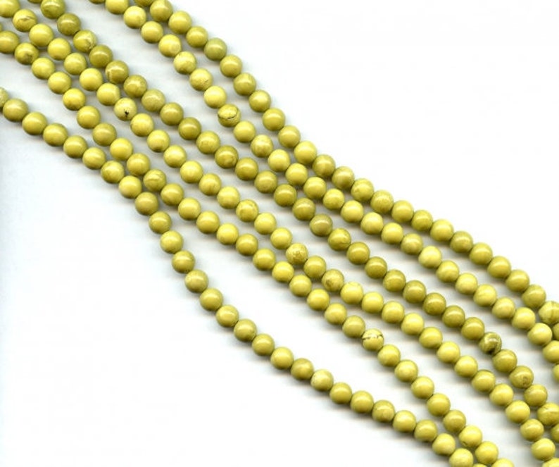 Yellow Turquoise 8mm Round loose beads 48 pcs About 16 Long Bright yellow with black and brown matrix Not Dyed wholesale beads DIY Jewelry