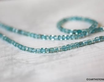 XS/ Blue Apatite 2.5mm Beveled Cube beads 15.5" strand Natural gemstone beads For jewelry making Light Blue Shade