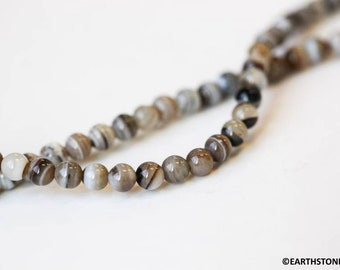 S/ Botswana Agate 6mm Round beads 16" strand Natural gray gemstone banded agate beads Shade varies For jewelry making