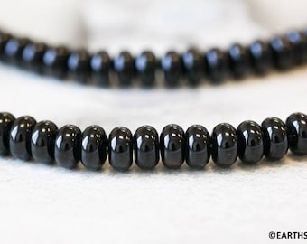 Black Onyx 10mm/ 8mm Rondelle beads 16" strand Dyed