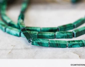 S/ Malachite 4x13mm Rectangle beads. 15.5" strand Natural green Malachite gemstones beads for jewelry making