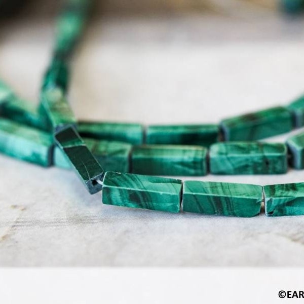 S/ Malachite 4x13mm Rectangle beads. 15.5" strand Natural green Malachite gemstones beads for jewelry making