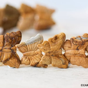 XL/ Yellow Jasper 35x Carved Butterfly Beads Size Varies 15 Pcs 13&quot; Strand Natural Mustard Yellow Jasper Unique Butterfly For Jewelry Design