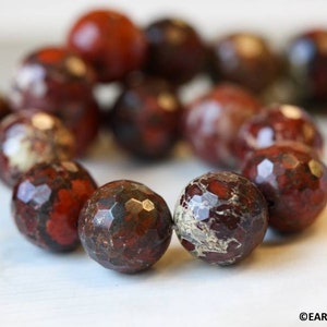 XL/ Poppy Jasper 20mm/ 18mm/ 16mm Faceted Round Beads 16" strand Natural red gemstone jasper beads For Jewelry Making