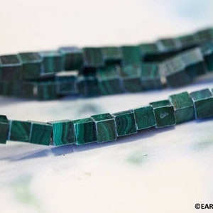 S/ Malachite 4x4mm Cube beads 16&quot; strand Natural green gemstone cubic spacer for jewelry making