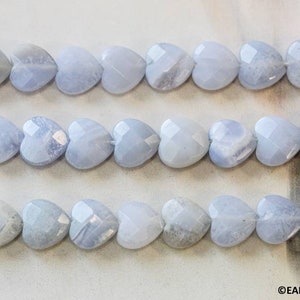 M/ Blue Chalcedony 12mm Faceted Heart beads 15.5&quot; strand Natural blue gemstone beads For jewelry making