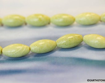 M/ Lemon Jade 10x20mm Oval Rice beads 16" strand Natural yellow green nephrite jade beads for jewelry making