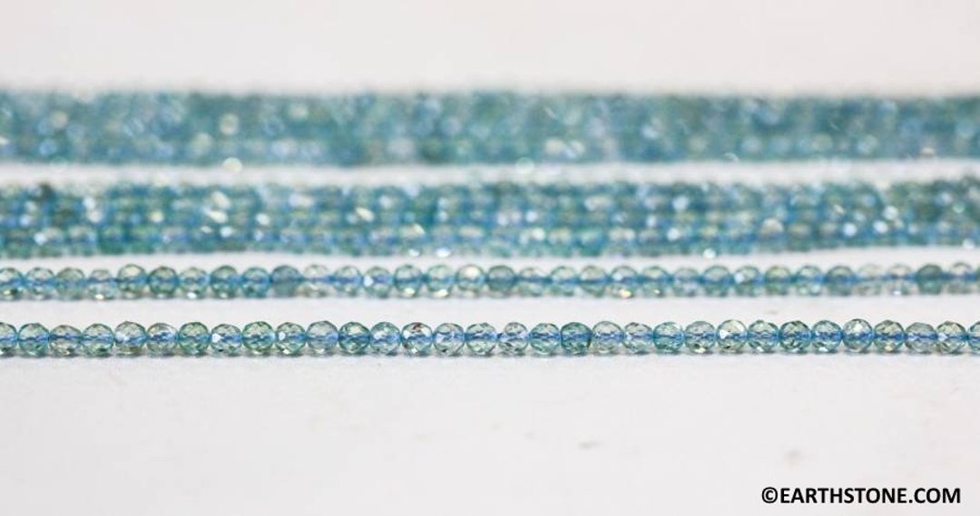 XSS/ Blue Apatite 2mm/ 3mm Faceted Round Beads 15.5 Strand Blue Color