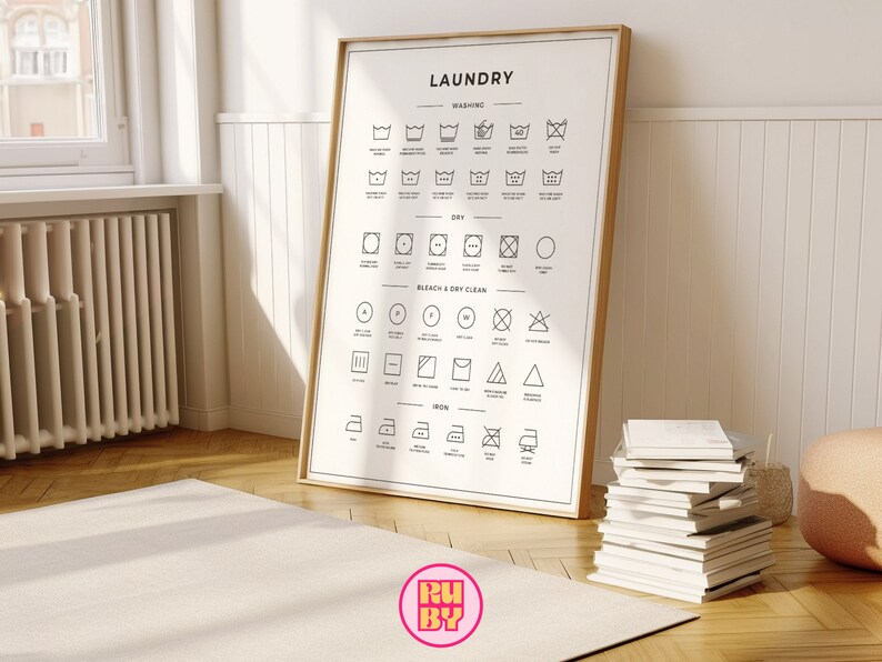 Laundry Symbols Cheat Sheet Digital Download Wall Print Learn the