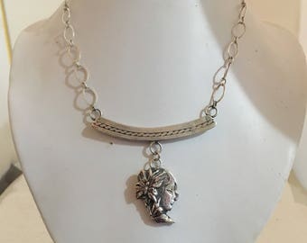 Sterling silver butterfly lady necklace on sterling silver chain