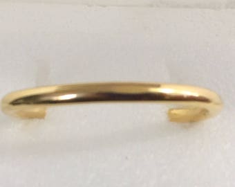 Gold plated brass round cuff bracelet