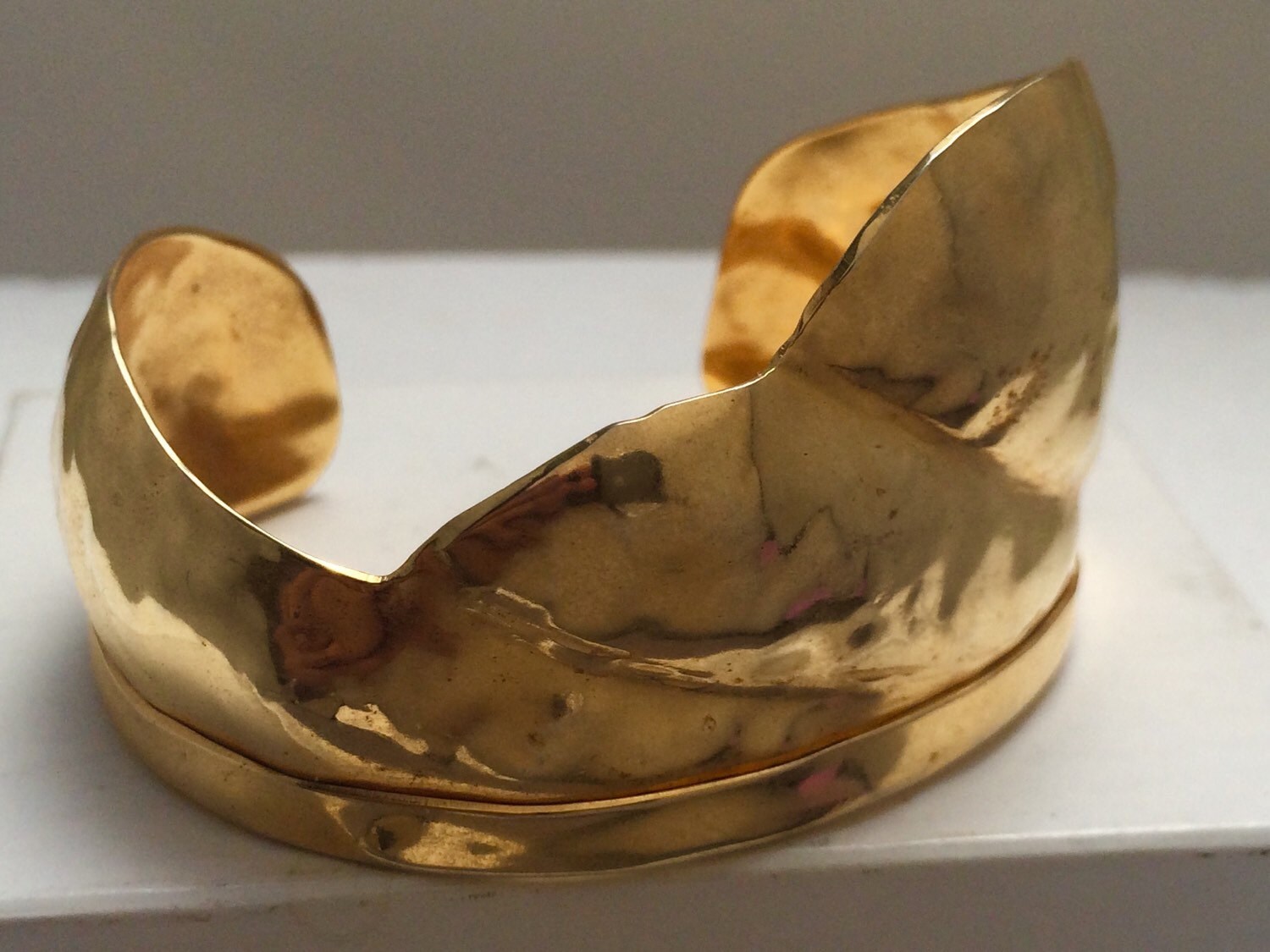 Gold Plated Brass Wave Cuff Bracelet. - Etsy