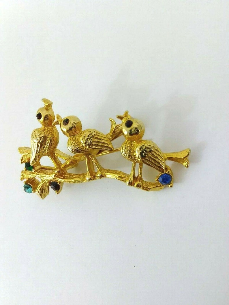 birds on branch pin vintage signed Gerry/'s brooch