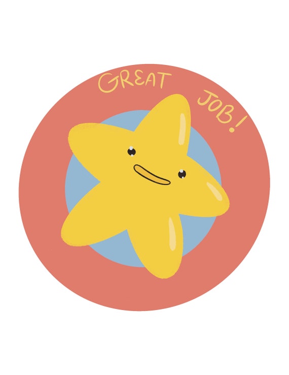 Great Job Stars With Dumb Faces Good Job Stickers Star Dumb School Stickers  Multilingual Sticker Sticker Sheet 