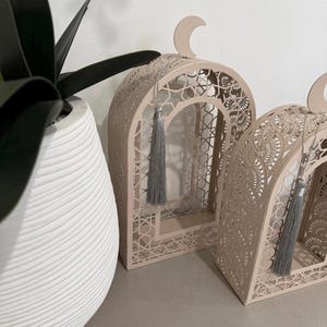 Metal Ramadan Candle Holders, Modern Eid Decor (Set of 2, 12.5/14.5") image 2