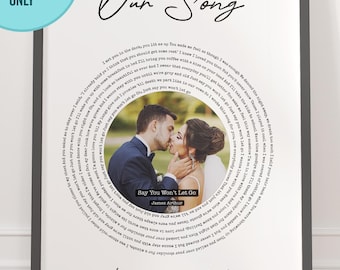Custom Song Lyrics Digital Wall Art, Personalized Anniversary Print