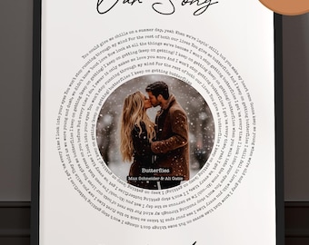 Arte de pared con letras de canciones personalizadas / Regalo de aniversario personalizado en papel / Regalo de aniversario de 1 año para esposo o esposa / Decoración romántica para parejas