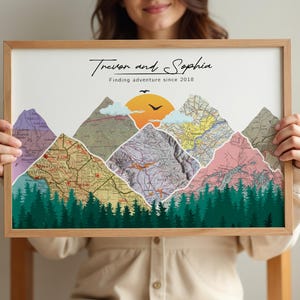 Personalized Milestone Map Print Custom Anniversary Gift for Couples Travel Memory Map Wedding Gift for Him Her Relationship Map Art