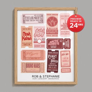 Personalized Concert Ticket Print, Retro Music Poster Gift afbeelding 1
