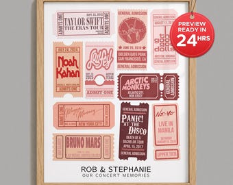 Personalized Concert Ticket Print, Retro Music Poster Gift
