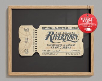 Personalized Basketball Ticket Wall Art, Custom Sports Game Fan Gift
