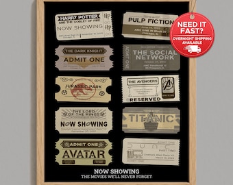 Personalized Movie Ticket Wall Art, Custom Cinema Memory Print