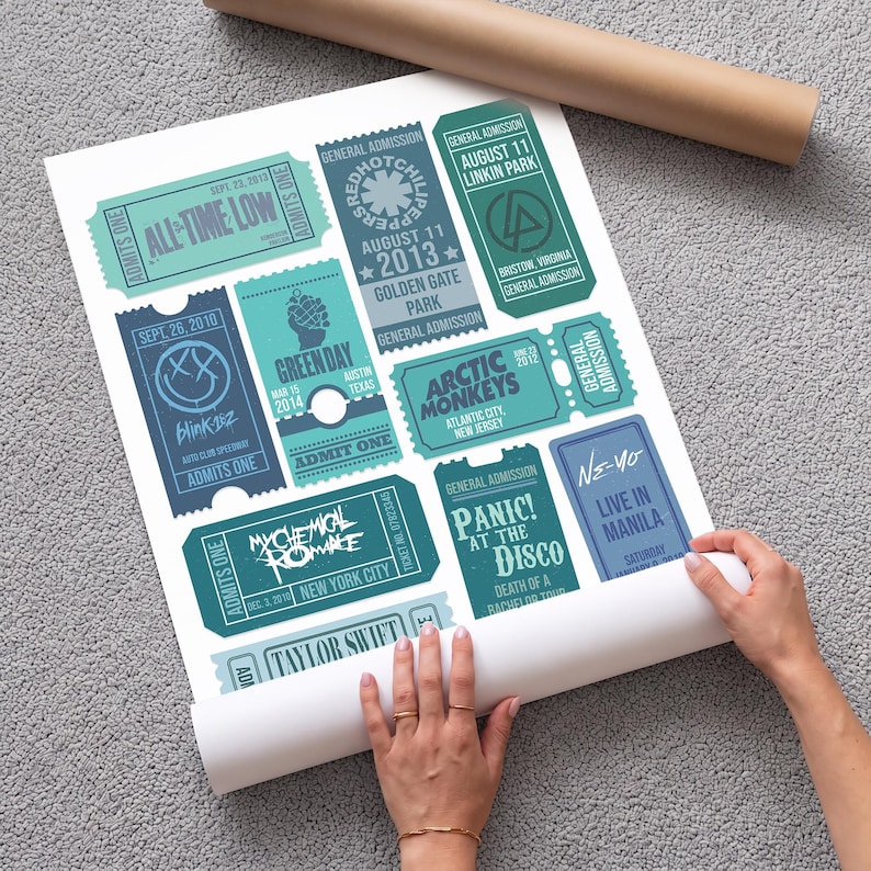 Personalized Concert Ticket Print, Retro Music Poster Gift afbeelding 2